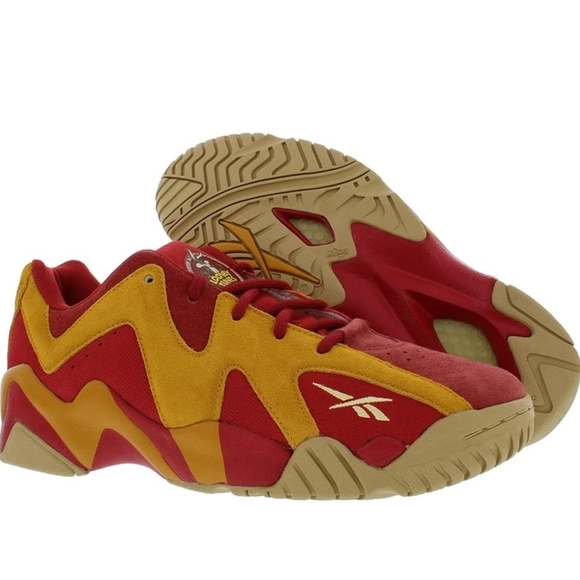 Reebok Question Mid Kids Size 3.5 GS Red Yellow Retro Basketball Shoes